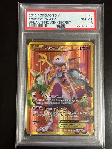 2015 Pokemon Xy Breakthrough Mewtwo EX #164 Fa Breakthrough-Secret PSA 8