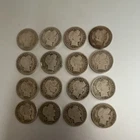 Barber Dimes Lot of 16 Circulated US Silver 10C Coins from the early 1900s.