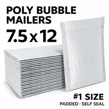 Poly Bubble Mailers 1 7.5 x 12 Self Seal Padded Envelopes Shipping Bags