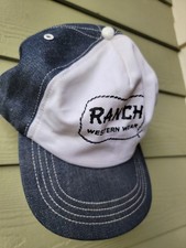 Vtg Ranch Western Wear Trucker Hat Size S-M Snapback Denim Jeans