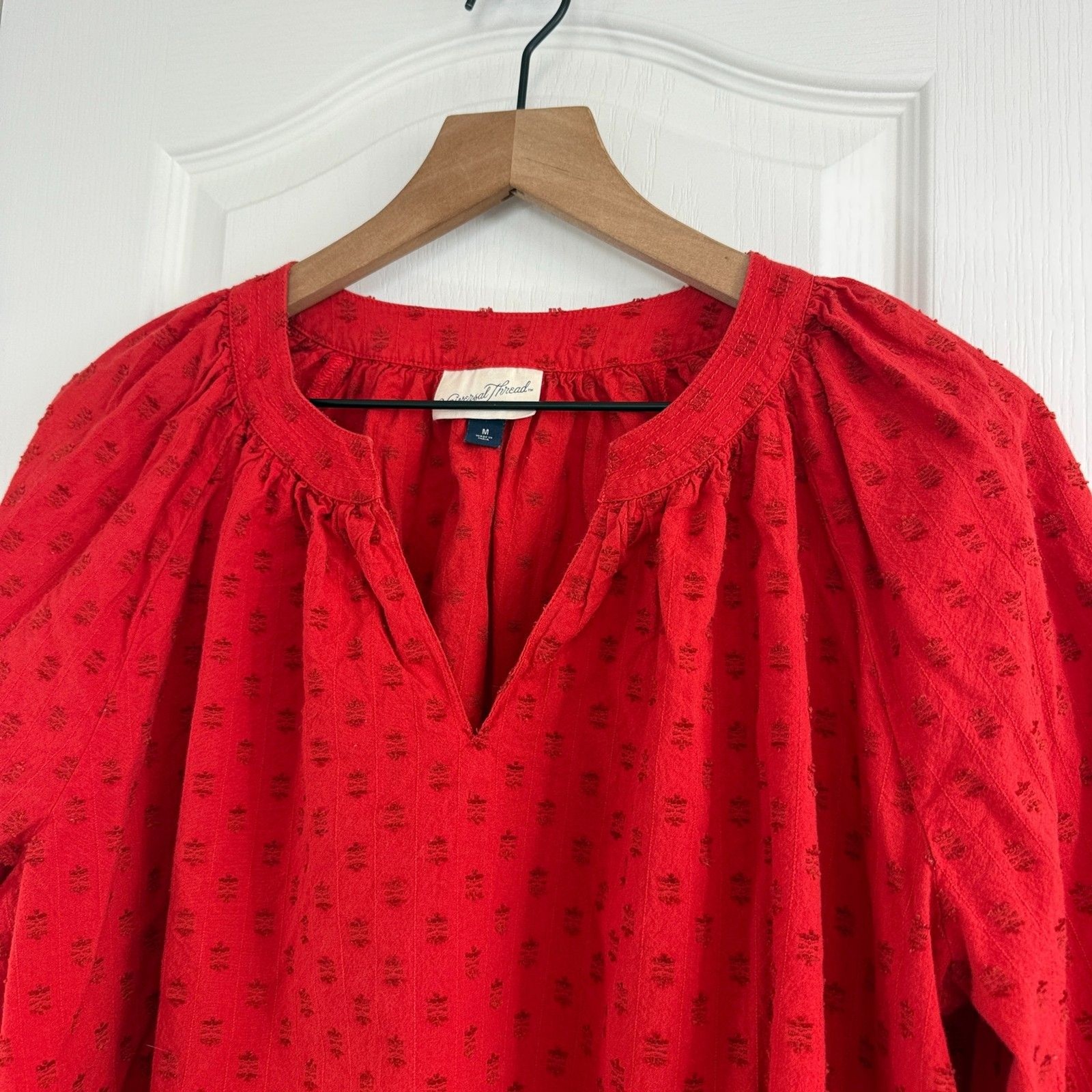 Universal Thread Red Textured Peasant Blouse Top … - image 2