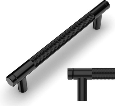 Amerdeco 10er-Pack 5 Zoll 128 mm mattschwarz Schrankgriffe gerändelt