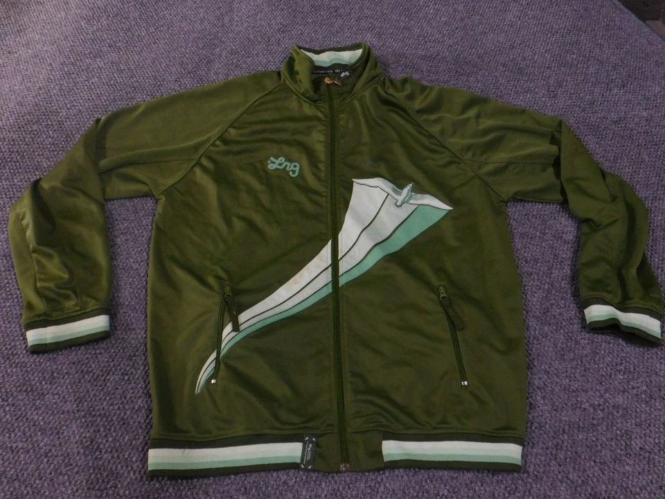 LRG Jacket Mens 2XL Green Full Zip Roots and Equipment Track Logo Streetwear - Image 2 of 4