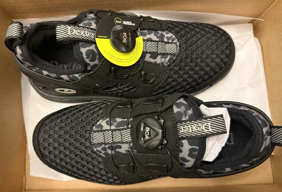 Dexter Pro Boa Black/Grey Leopard Right Handed Womens Bowling Shoes, Size 7.5 - Image 2 of 4