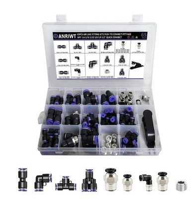 65 Pc Quick Connect Air Hose Fittings Kit,1/8'',1/4'',3/8'',1/2'' Push to Connect