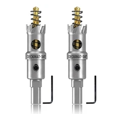 2-Pack 3/4" TCT Hole Saws for Hard Metal, Heavy Duty 19mm Tungsten Carbide Ti...