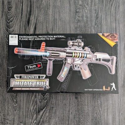 Battery Operated Kids Machine Gun Toy Rifle With Flashing Lights Sound Vibration