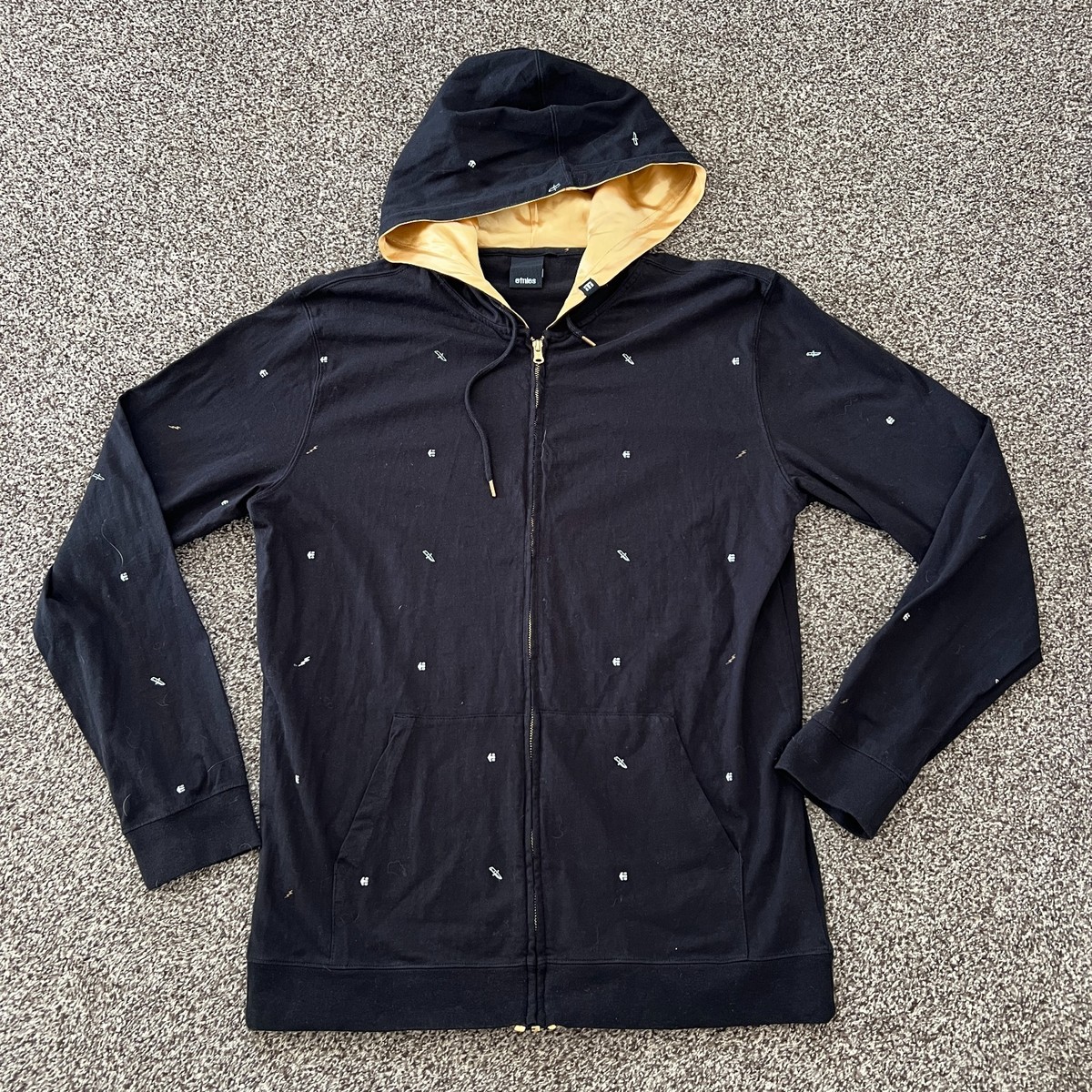 VTG Etnies 2001 Sole Tec Boxer Robe Hoodie Black Men's L Full Zip