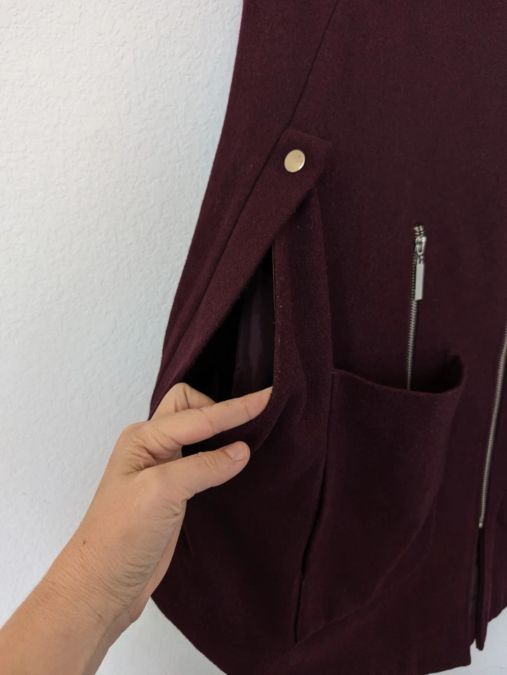 Abrigo Kate & Mallory Mezcla Lana Capa Ciruela Talla Pequeña Preppy Invierno Foto 4 de 4
