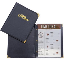 Menu Covers Premium Faux Leather - Menu Holder 8.5" x 11" with Transparent Sl...