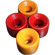 Vintage 1970’s Sims Snake Conical Skateboard Wheels Original In Yellow & Red