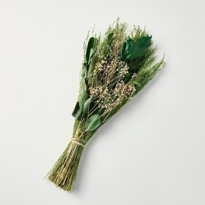 Hearth & Hand Preserved Mixed Leaf Grass Bundle 20'' Green Artificial