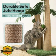 POMESEA Cat Scratching Post 33 Inch Jute Double Post Hanging Balls