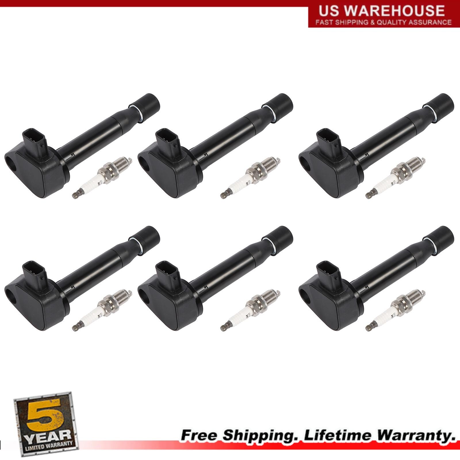 UF242 Ignition Coil Pack and Iridium Spark Plug Set of 6 for Acura CL TL 3.2L V6