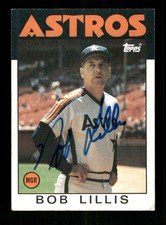 1986 Topps 561 bob Lillis signed auto autograph  crisp blue sharpei ASC BXCP58