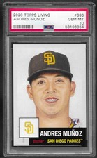 2020 Topps Living Set # 336 ANDRES MUNOZ Rookie GEM MINT PSA 10 San Diego Padres