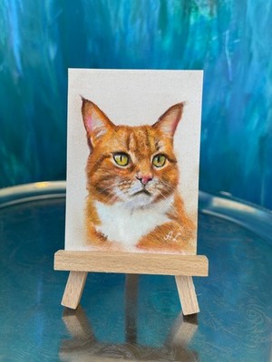 GINGER CAT  Katze  Zeichnung von der Künstlerin, Original Pastell. 