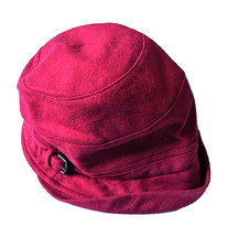 Nine West Fancy Red Wool Fashion Preppy Hat With Buckle