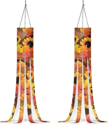 Fall Sunflower Windsock Hanging Decorations Outdoor 2 Pack Lightweight New