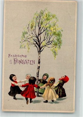 38152025 - Children dance ring dance around a birch tree Pentecost 1904