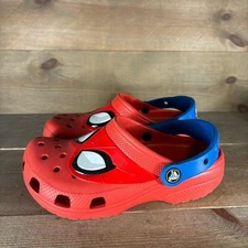 crocs classic kids youth size 2 shoes red spiderman slip on comfort clogs sandal