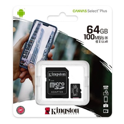 Kingston 64GB Kingston 100MB/s Micro SD SDHC UHS-I Class10 Memory Card + Adapter