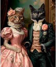 Puzzles for Adults 1000 Pieces, Victorian Cats: the Elegant Pair Portret, Hard
