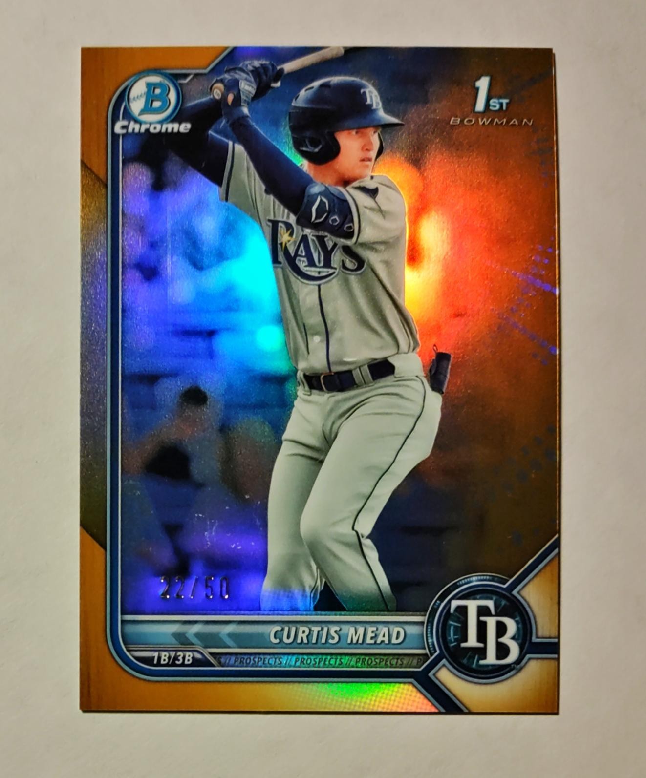 Curtis Mead 2022 1st Bowman Chrome GOLD REFRACTOR 22/50 White Sox #BCP-10 RC N6