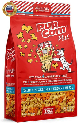 plus - Puffed Dog Treats with Prebiotics and Probiotics - Chicken and Cheddar Ch