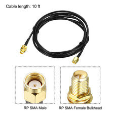 10ft WiFi Antenna Extension Coaxial Cable RP-SMA Male to RP-SMA Female