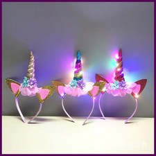 2025 Halloween Cute Unicorn Headband for Girls Lights Up Pink Sweet Party