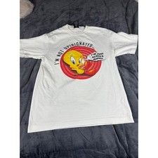 Vintage 1996 Warner Bros Tweety Bird Shirt White Mens Medium Made in USA Graphic