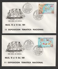 1981 Spain Pair of National Themes Exhibition Philatelic Expo Nules Covers. Ship