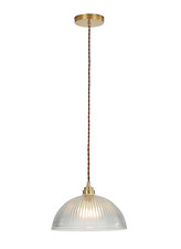 Vintage Style Clear Ribbed Glass Dome Pendant Light Chandelier (CHLR94)