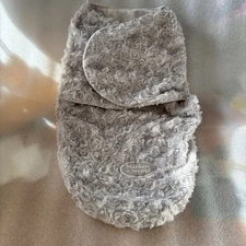 Blankets & Beyond Baby Soft Plush Swirl Swaddle Sleep Sack Silver Color 