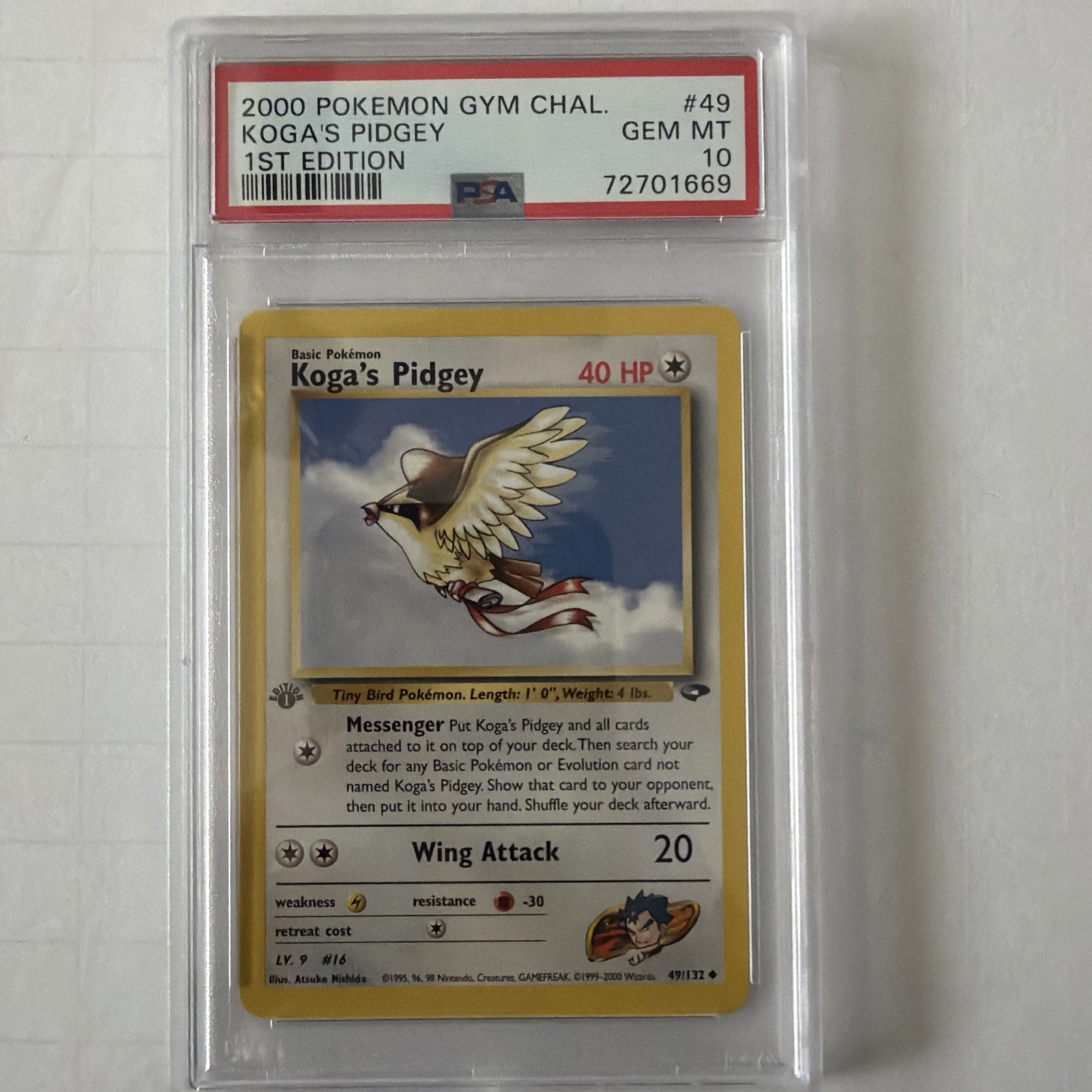Koga's Pidgey 49/132 Gym Challenge 1st EDITION - PSA 10