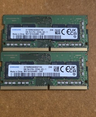 8GB X2 Samsung 1Rx16 PC4-3200AA-SC0-11, DDR4 Laptop Ram M471A1G44ABO-CWE