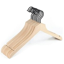 24 Pack Stylish Thin Solid Wooden Shirt Dress Hangers, Sturdy Natural Slim