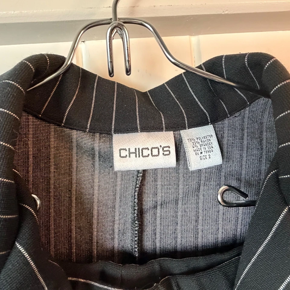 Traje Chico's para mujer 2 piezas a rayas carrera clásico oficina talla mínima 2/grande 12 Foto 2 de 4