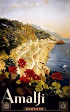 Vintage Amalfi Italy Travel Art Poster Print