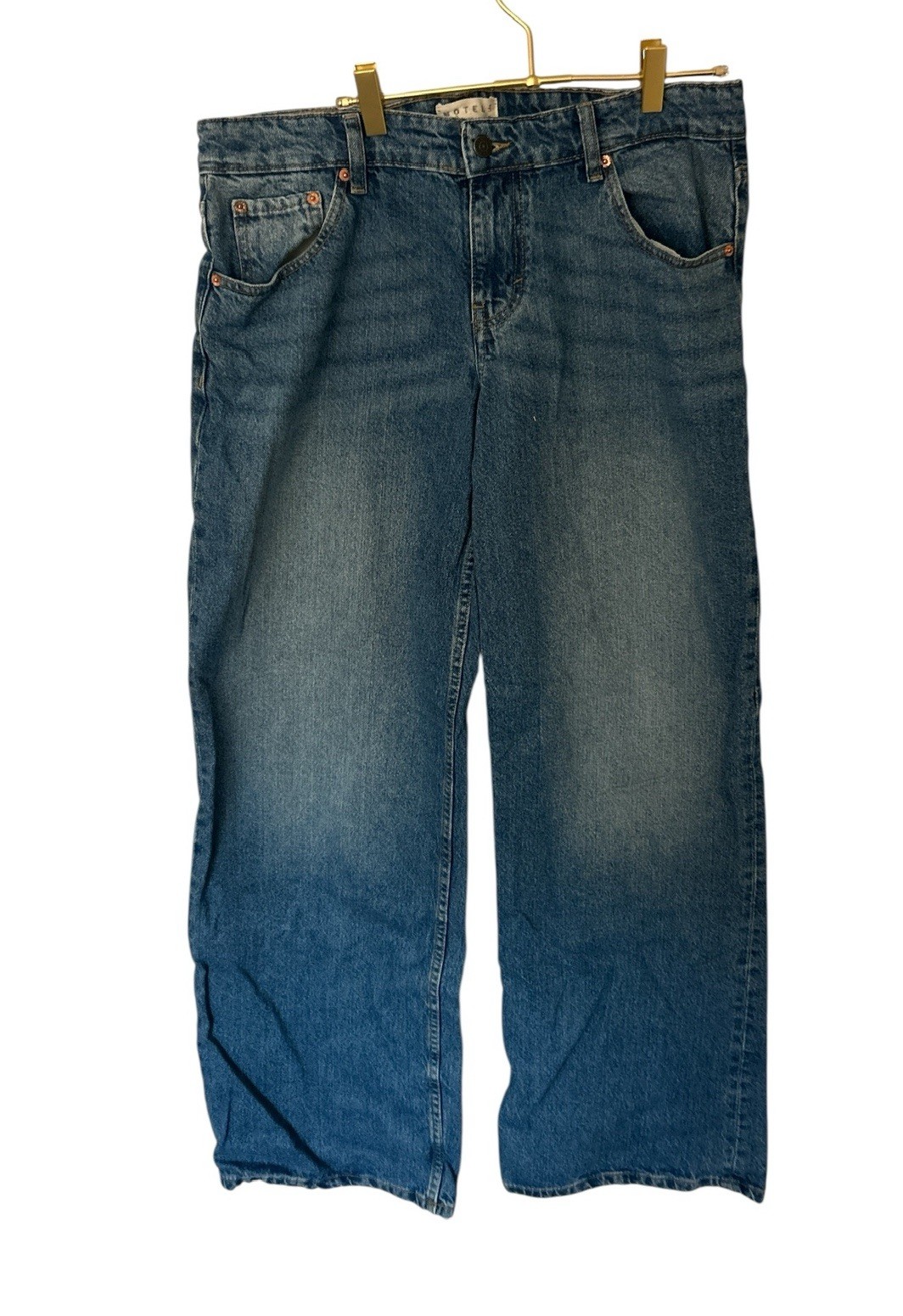 Motel Rocks Denim Roomy Leg Jeans Mid Indigo Blue Pants 34 X32