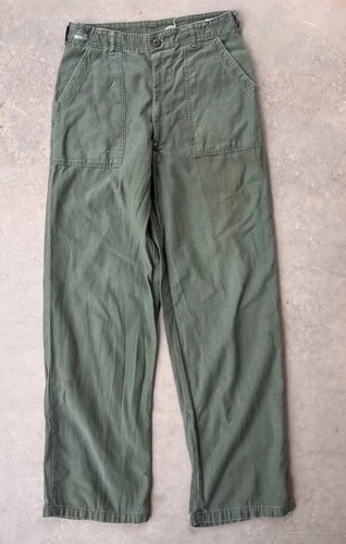 Vintage US Army Pants 29 X 32 OG-107 Type 1 Trousers Sateen 60s Vietnam Military