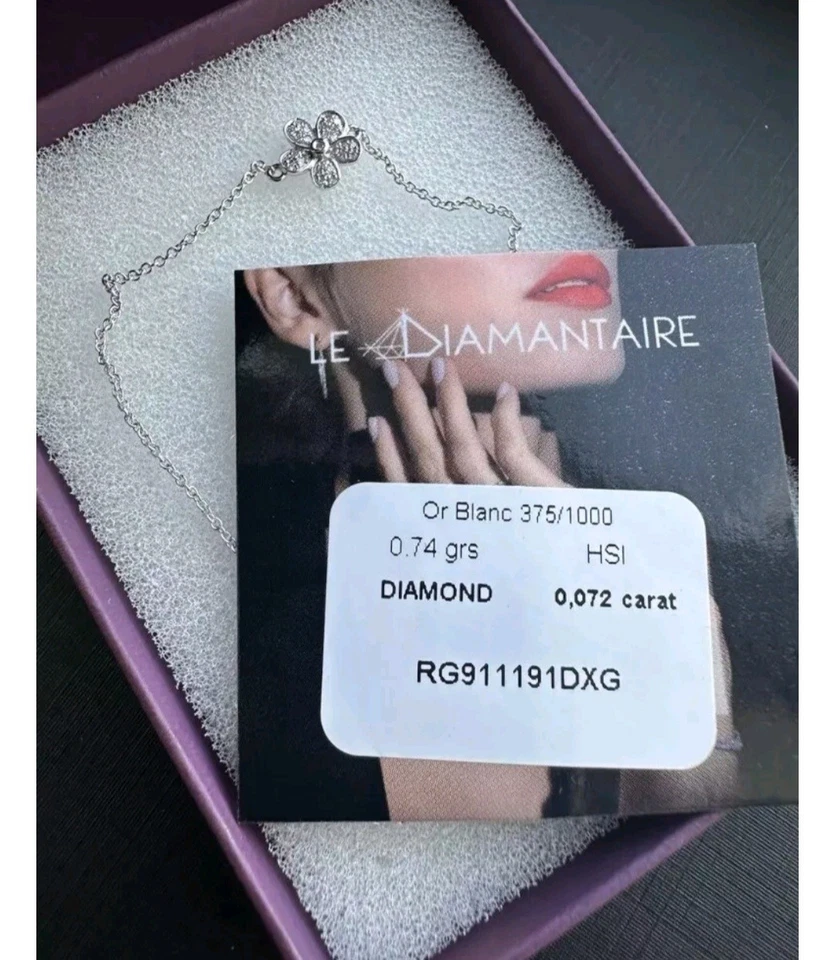 9ct White Gold Le Diamantaire Natural Diamond Flower Chain Bracelet - Image 2 of 4