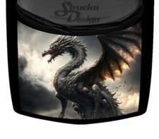 Dark Fire Flaming Dragon Roaring Angry Truck Hood Wrap Vinyl Car Graphic Decal