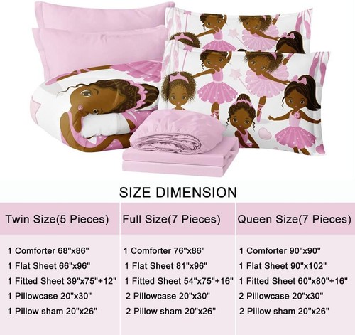 Black Girl Magic Comforter Set Full Size Pink Princess Full, White Brown - Picture 4 of 7