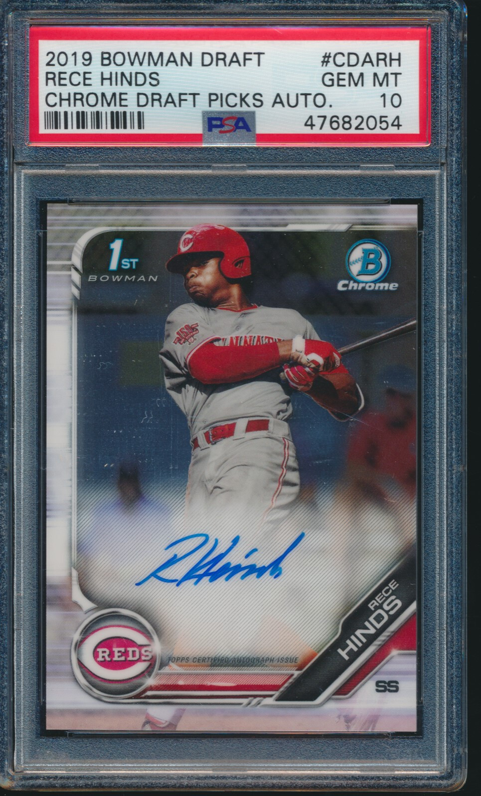 PSA 10 RECE HINDS AUTO 1st 2019 Bowman Chrome Draft Autograph Rookie RC GEM MINT
