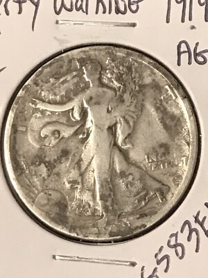 1919-D Liberty Walking Half Dollar   **Details-Fire Damage**    Key Date