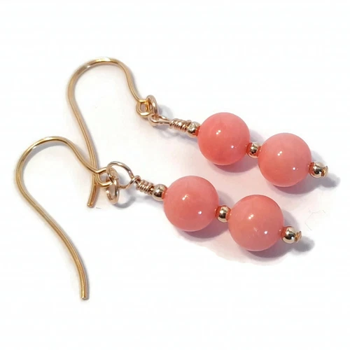 Pink Shell Pearl Earrings Dangle Drop Gemstone Earrings Vintage Style - Picture 8 of 10