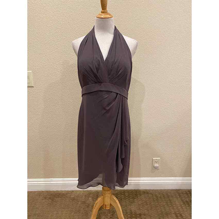 Jenny Yoo Collection Halter Gown Dress Knee Length V Neck Taupe Size 14 |  eBay