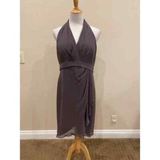 Jenny Yoo Collection Halter Gown Dress Knee Length V Neck Taupe Size 14